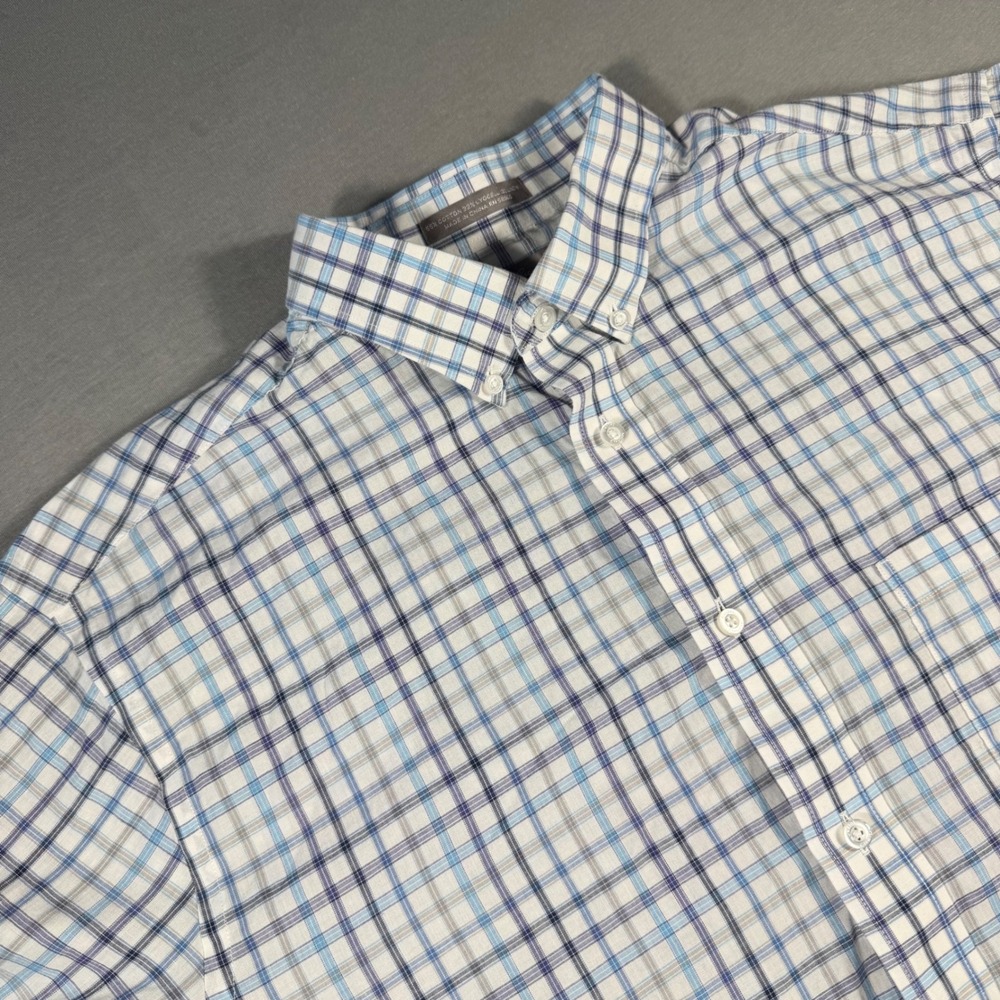 Daniel Cremieux Signature Plaid Button Down Shirt Blue White XL Cotton